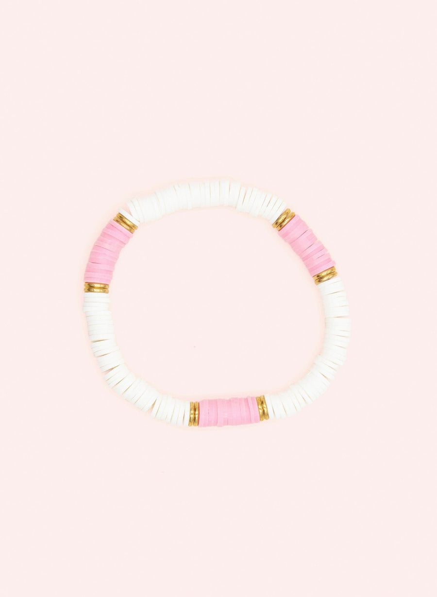 Bracelet de perles • Blanc, rose & or