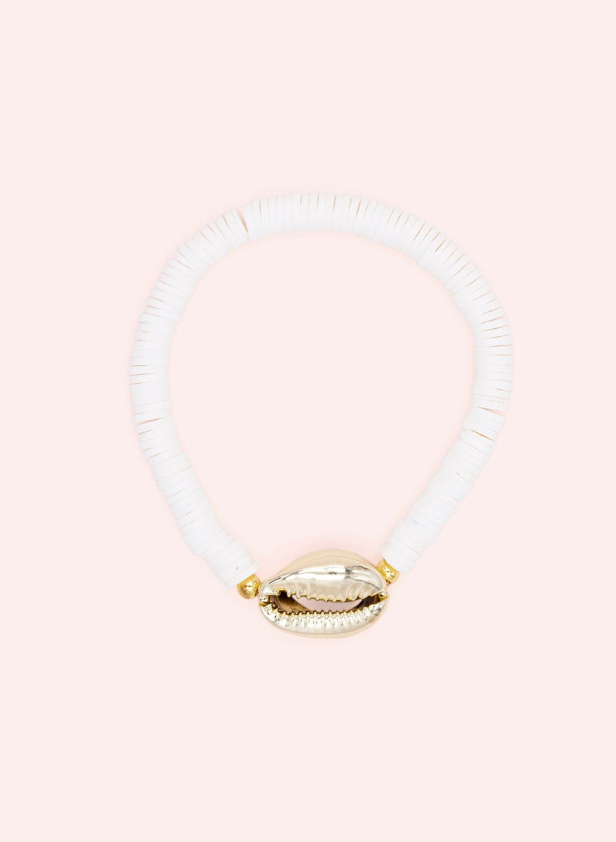 Shell Pearl Bracelet • White & Gold