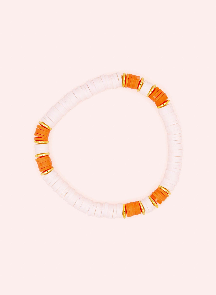 Bracelet de perles • Rose clair, orange et or