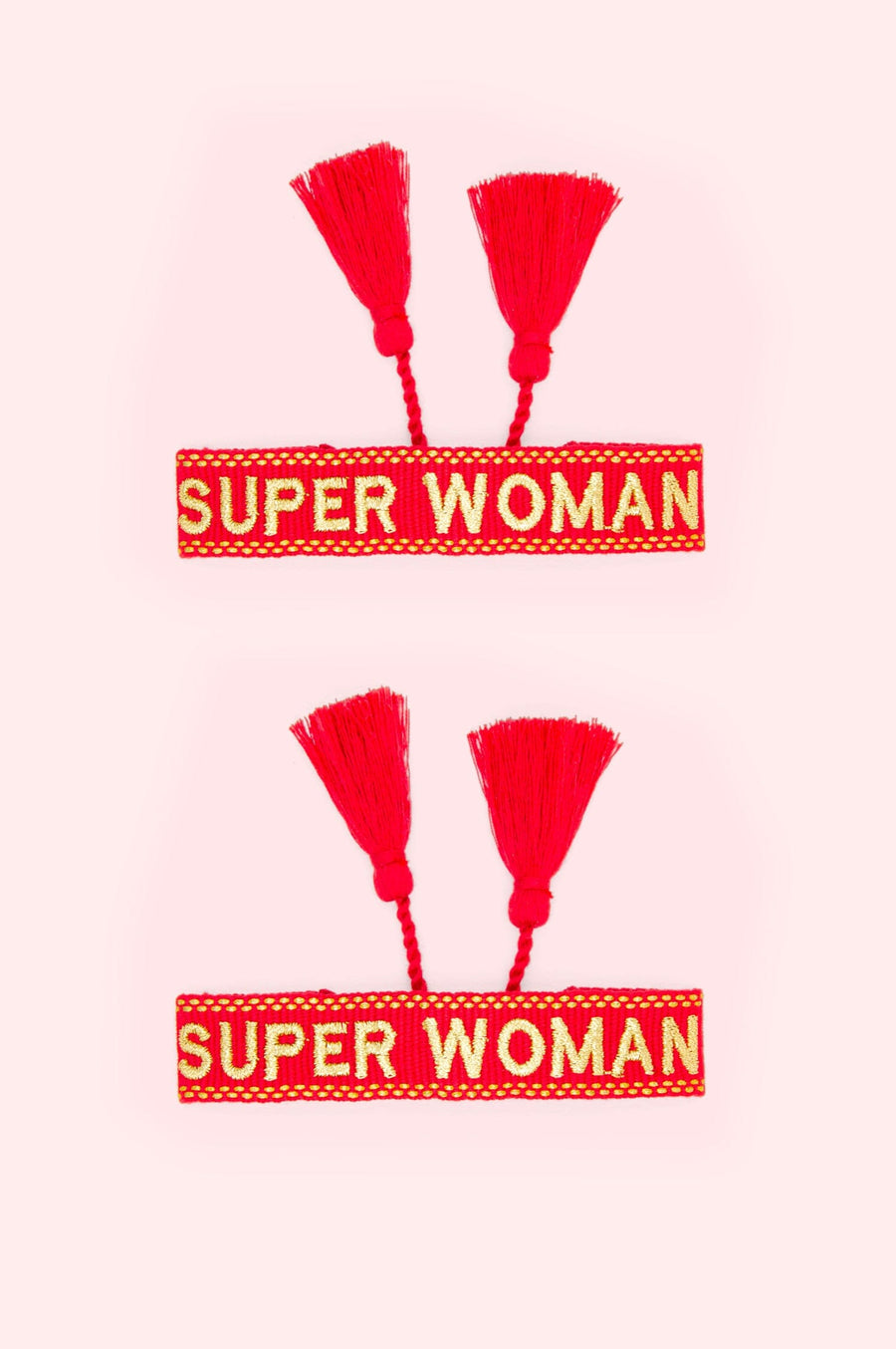 Super Woman Armband Duo • Gewebt Rot & Gold