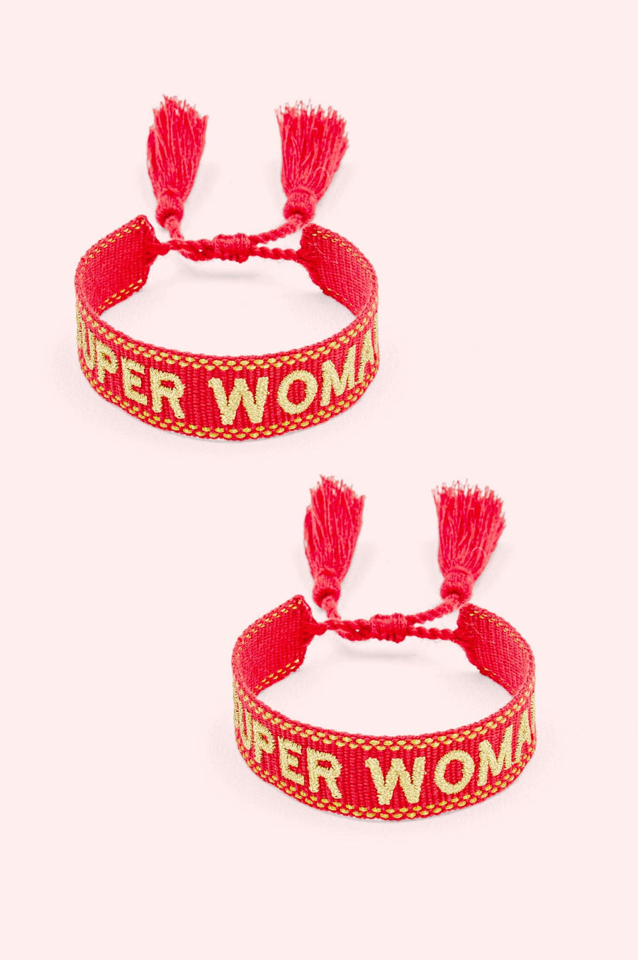 Super Woman Armband Duo • Geweven Rood & Goud