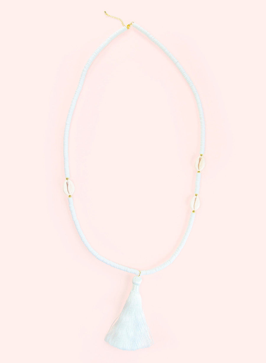 Lange shell parelketting   •  Wit