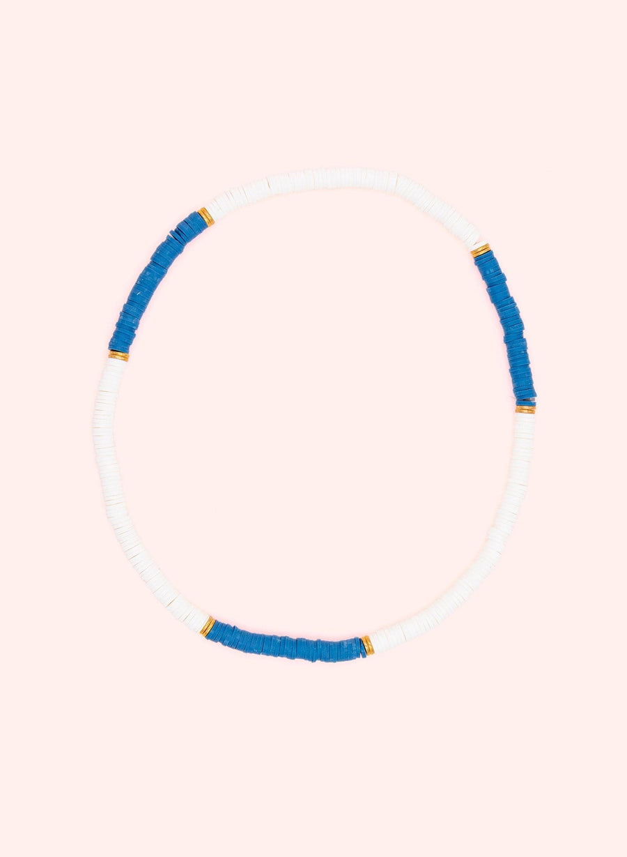 Pearl Necklace • Blue, White & Gold