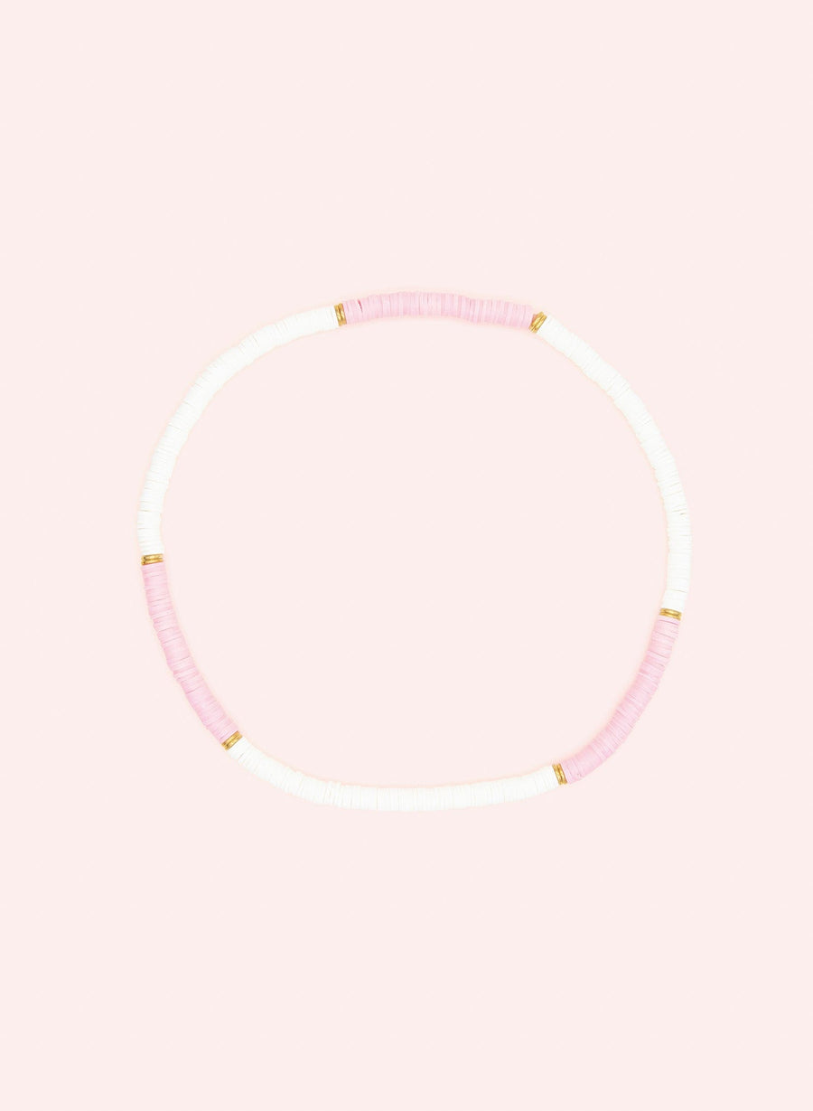 Collier de perles - rose, blanc et or