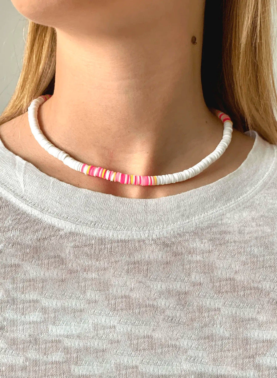 Collana di perle • Rosa, bianco e giallo