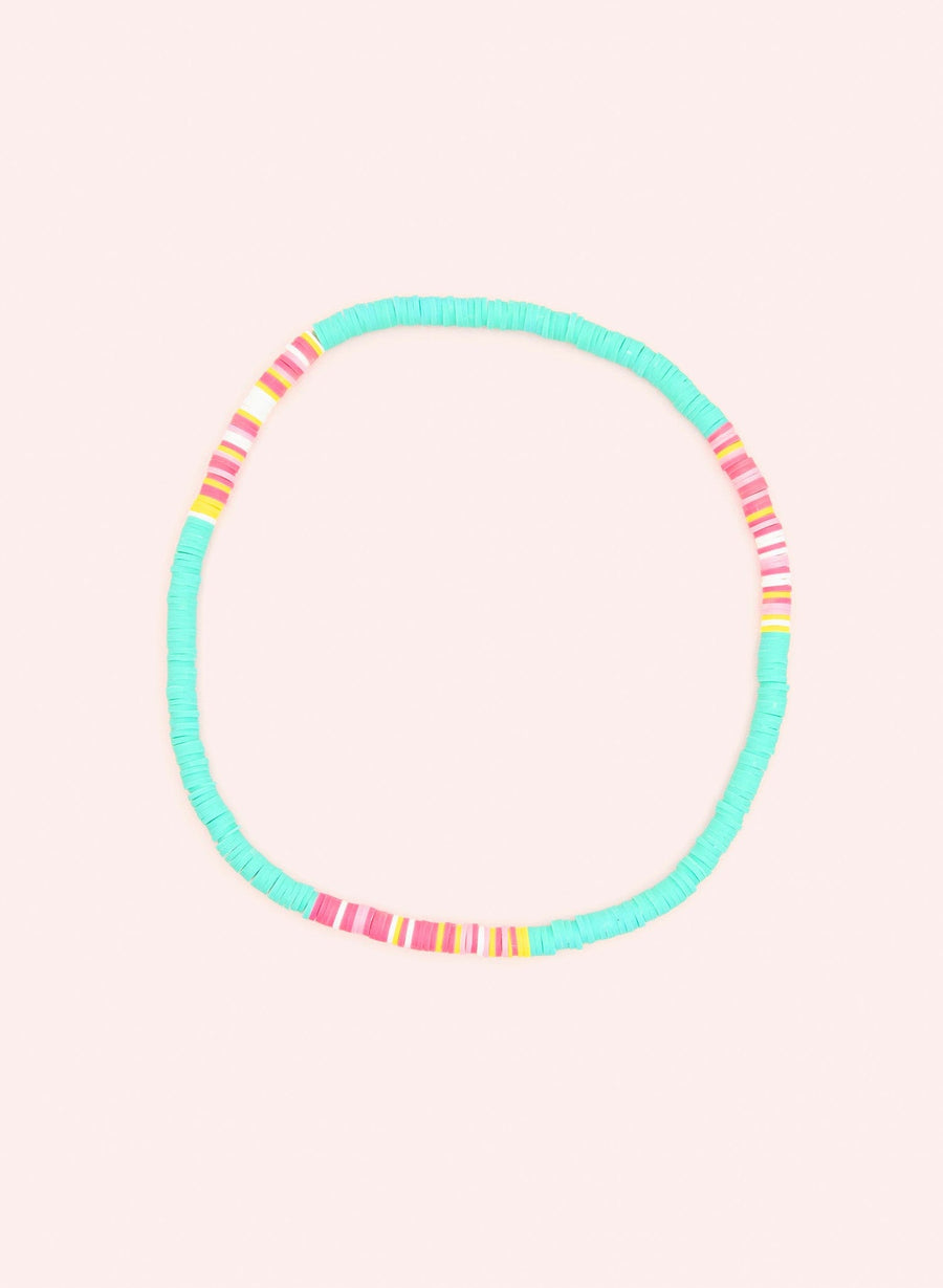 Pearl Necklace • Turquoise, Flashy Pink & Yellow