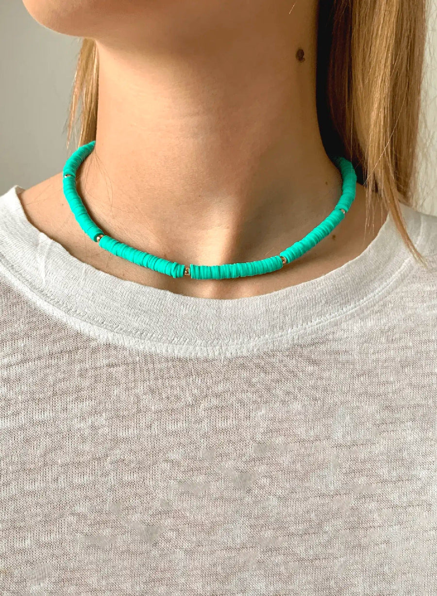 Collier de perles - Turquoise et or