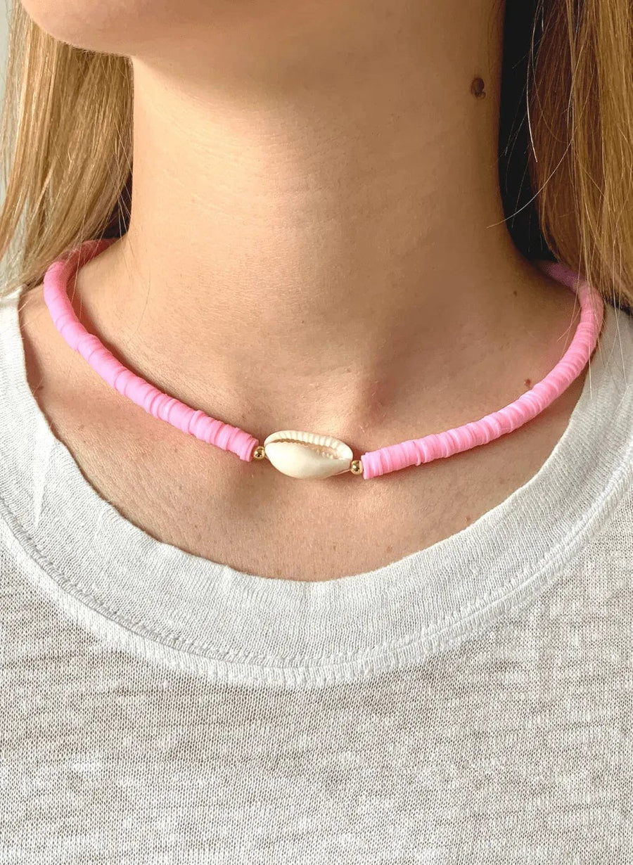 Collier de perles en coquillage - rose