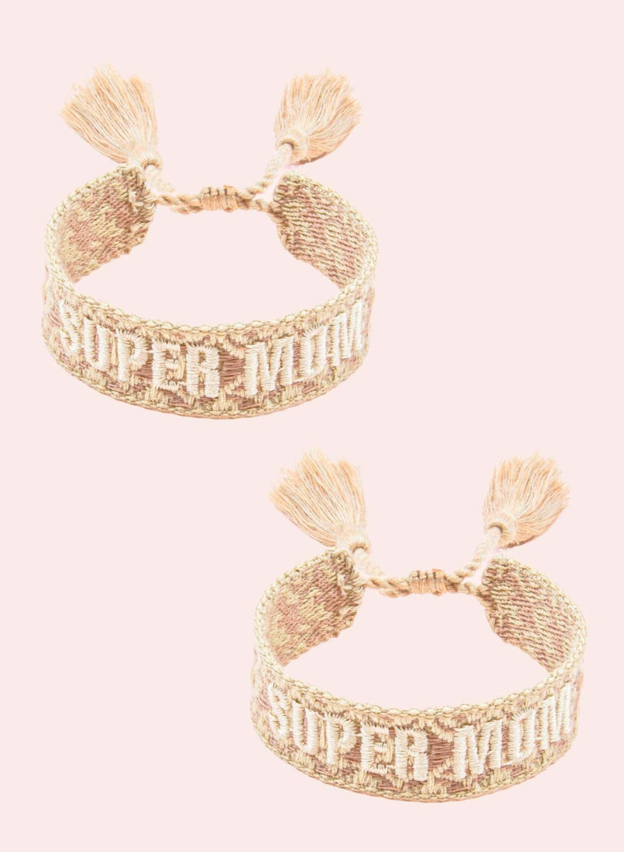 Super Mom Armband Duo - Geweven Beige