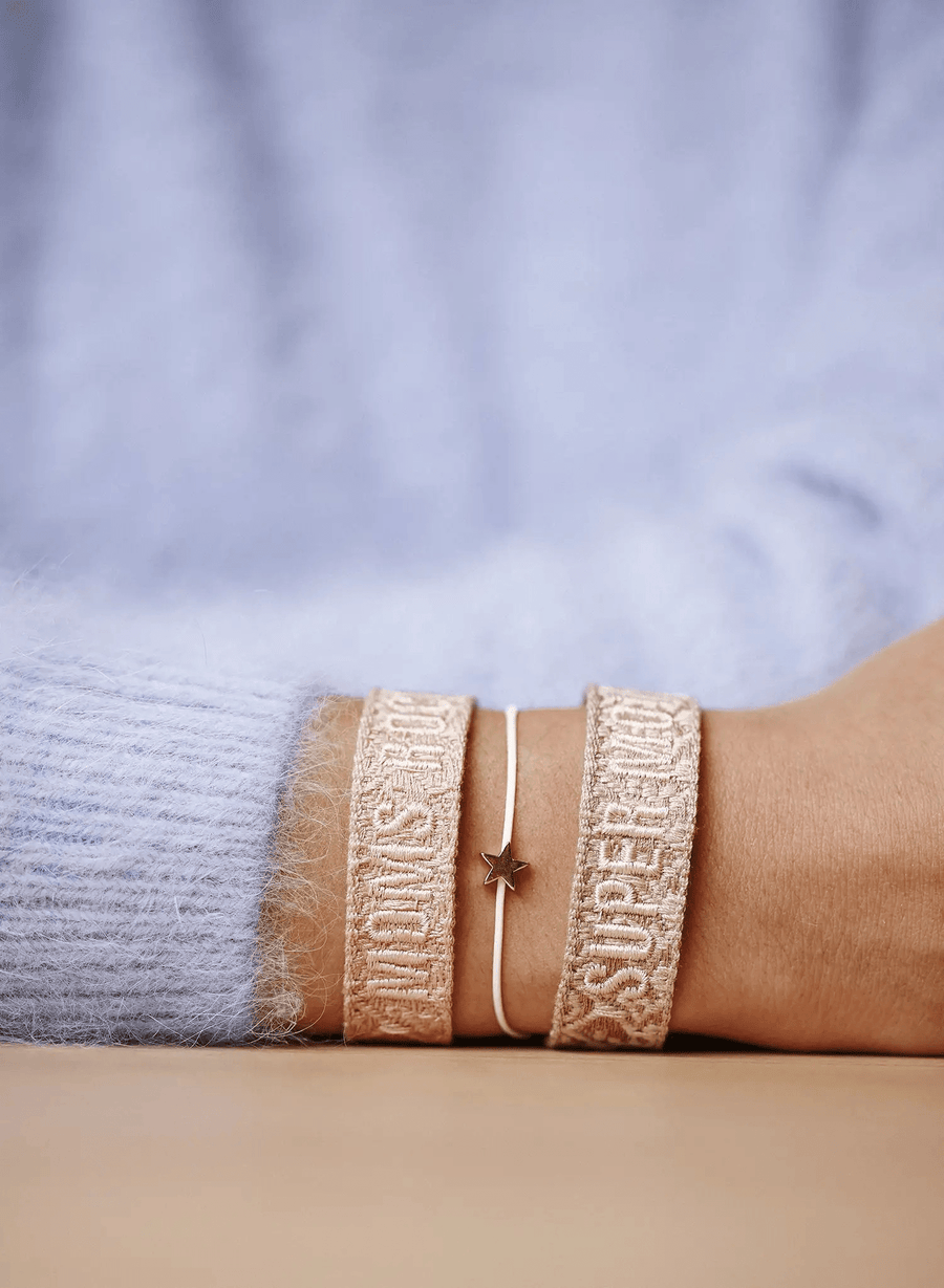 Super Mom Bracelet Duo • Woven Beige