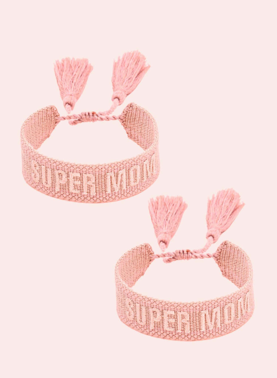 Super Mom Armband Duo • Gewebtes Rosa 